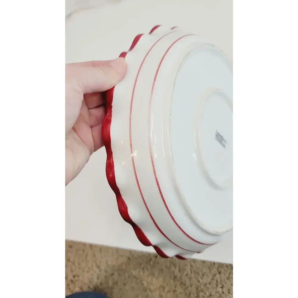 Crate & Barrel Cherry Pie Dish Exclusive Design by Mesa Ruffled 10
